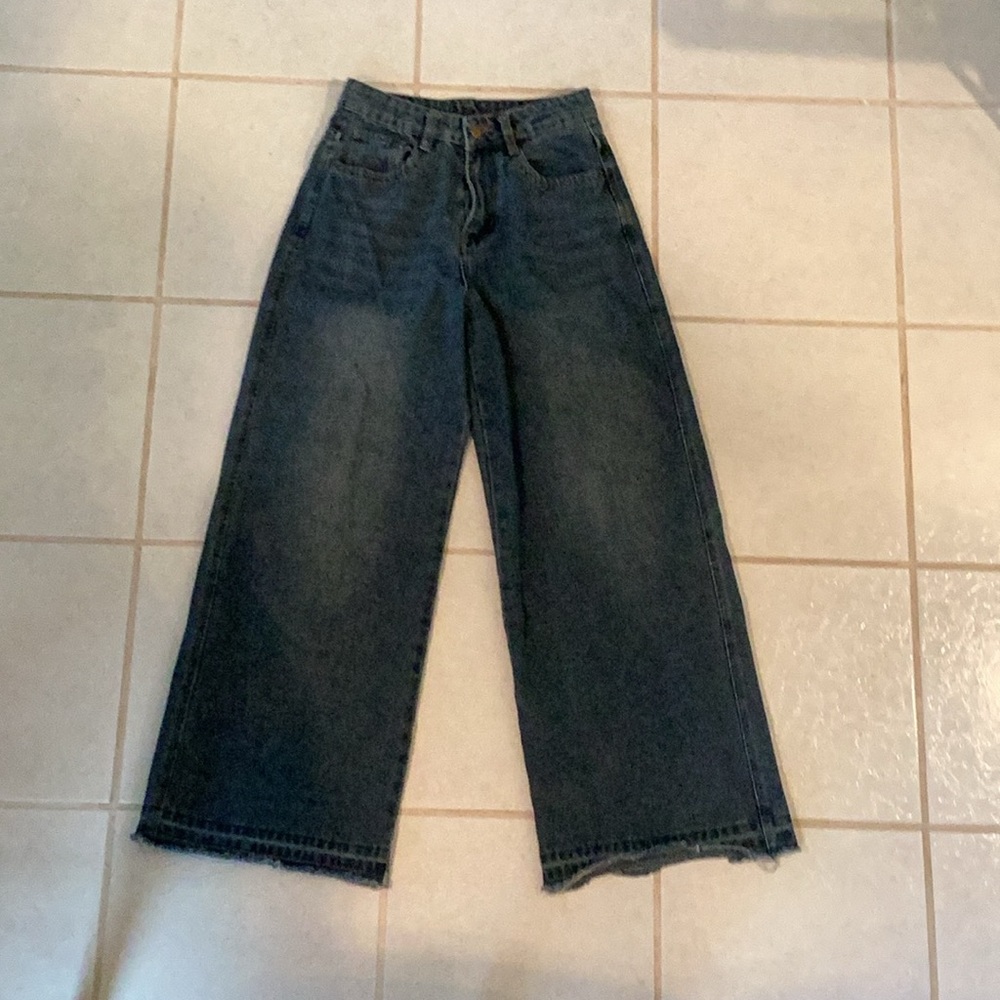 Dazy SHEIN wide leg high rise medium wash 5 pocket jeans S